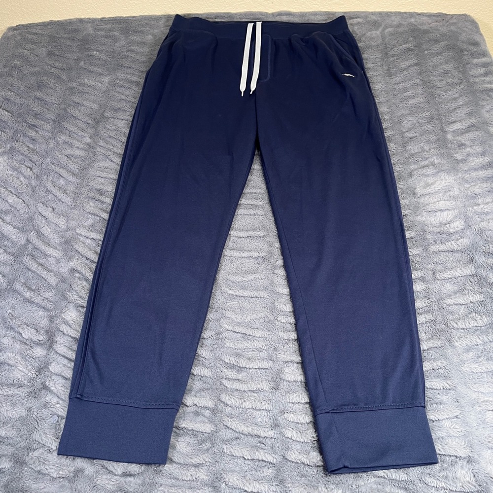 Tommy Bahama Mens Navy Blue Lounge Jogger Pants Large Drawstring Marlin‎ Logo